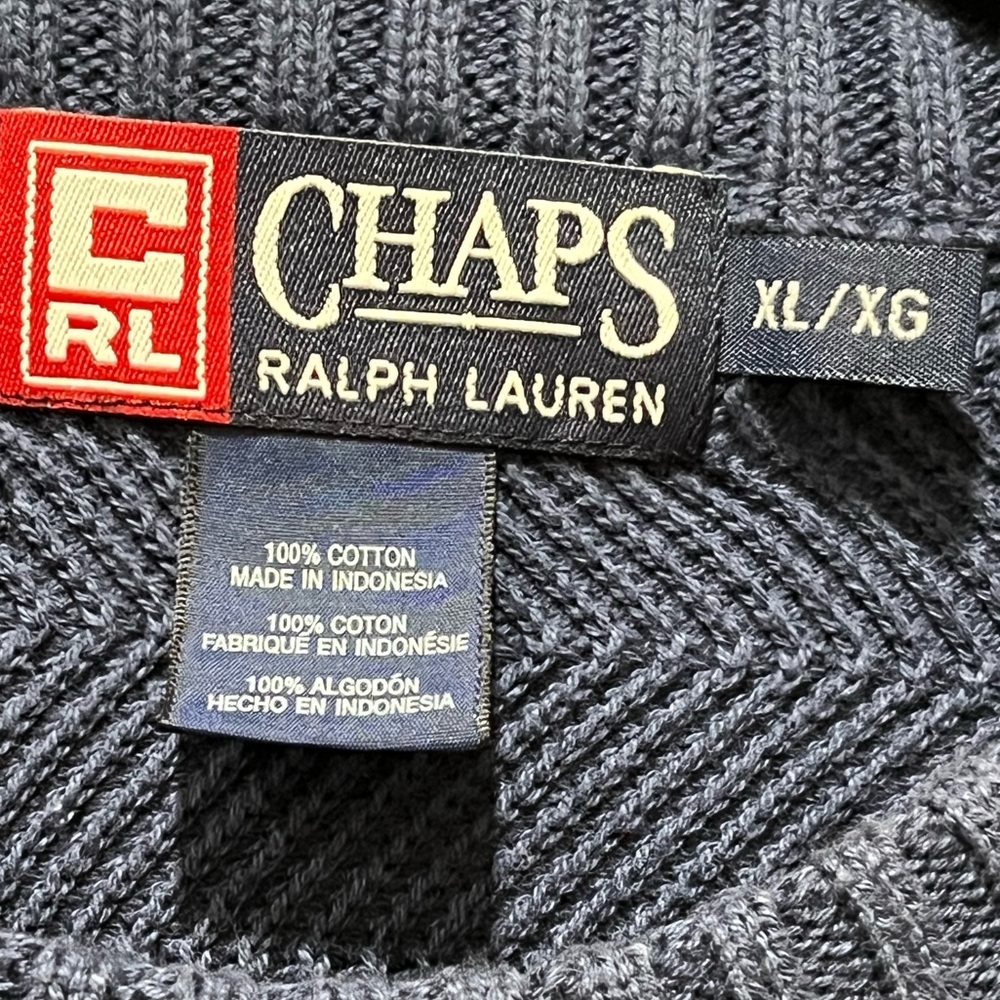 Ralph Lauren Chaps VINTAGE Navy STRIPE CREWNECK Sweater, CLASSIC, MENS SIZE XL - Picture 5 of 7